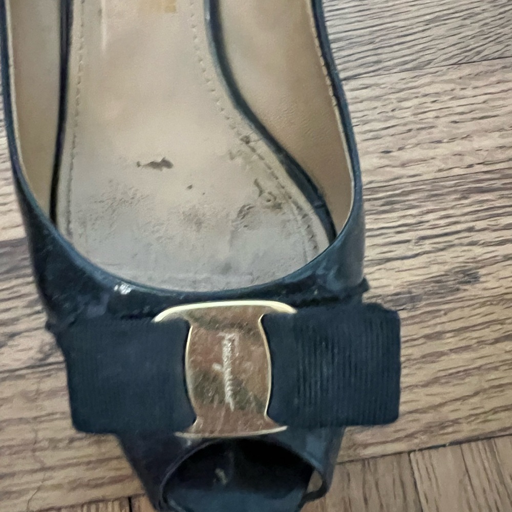 Salvatore Ferragamo Black Flats with Gold Accent - Picture 3 of 6